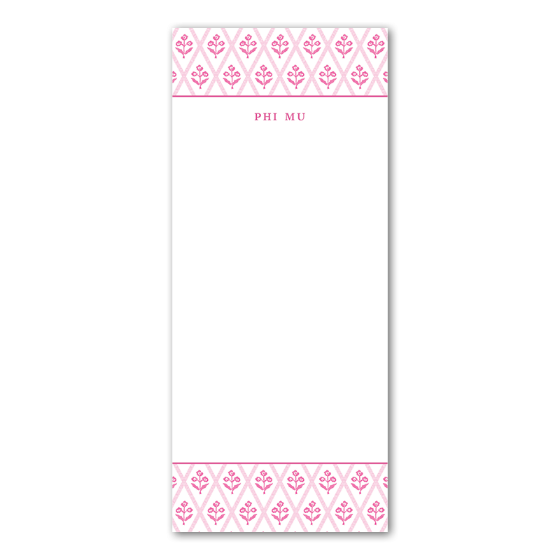 Phi Mu Skinny Notepad