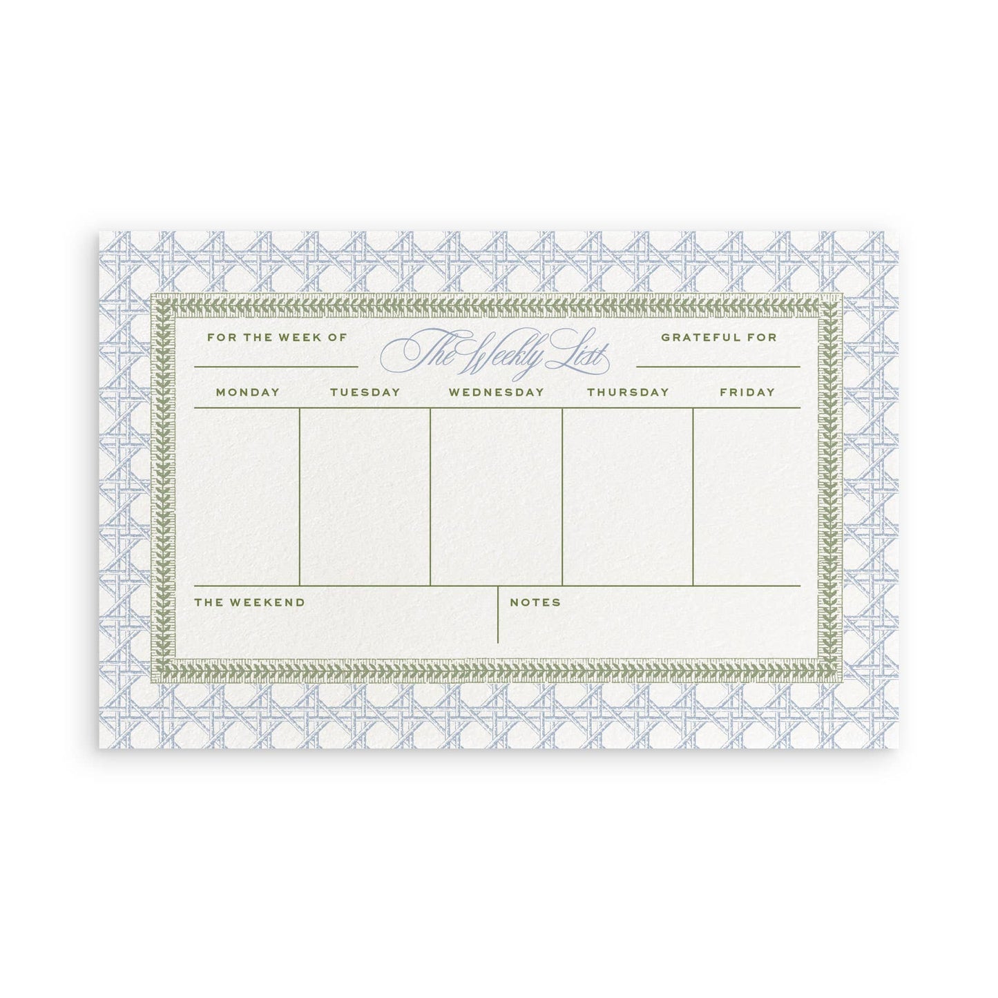 Rattan & Stripe Weekly Planner Notepad