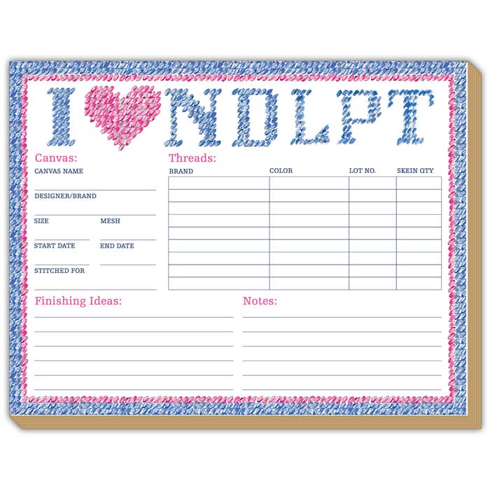 I Heart NDLPT Pink & Blue Needlepoint Stitches Luxe Planner