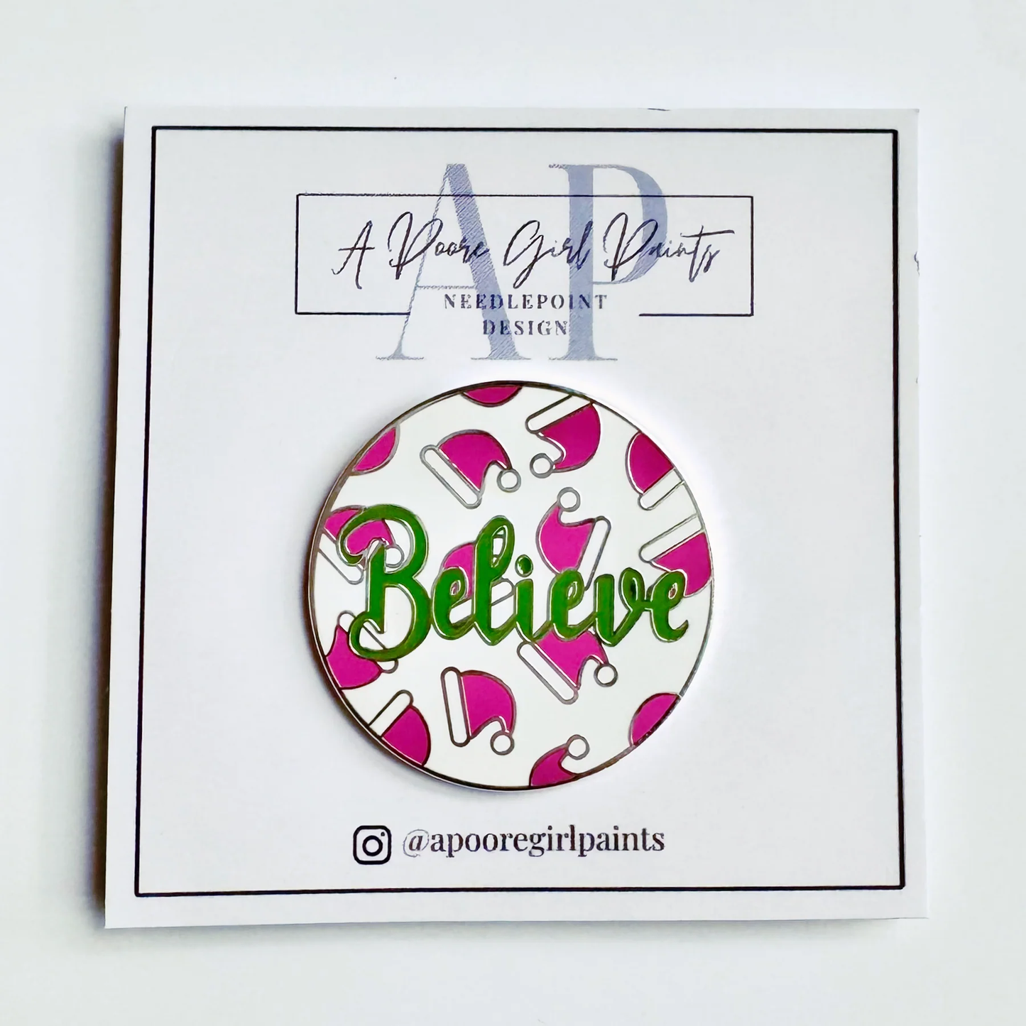 Believe with Santa Hats - Needle minder