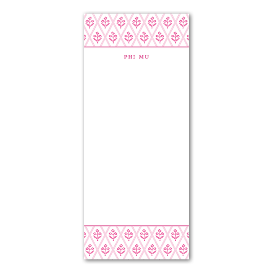 Phi Mu Skinny Notepad