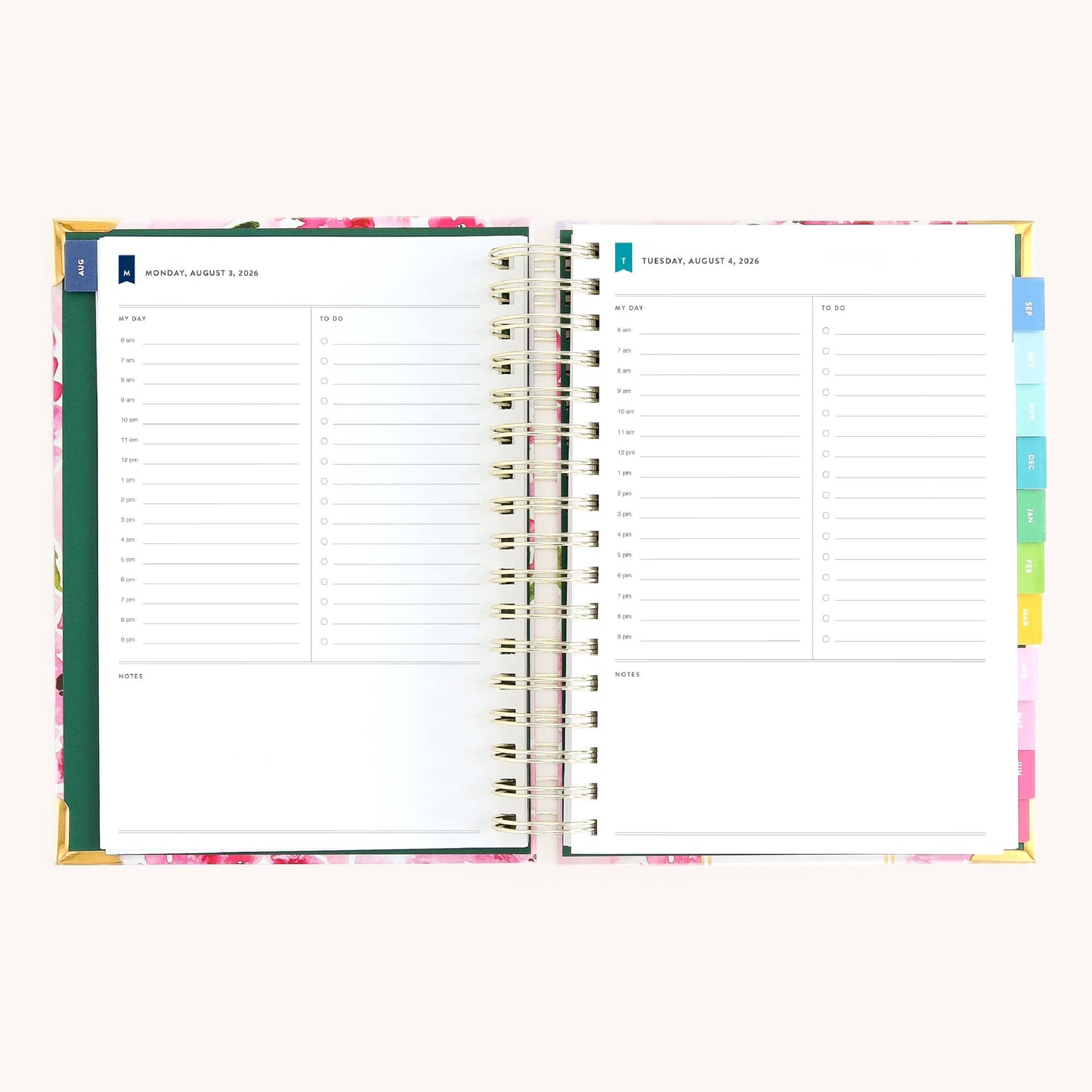 2026-2027 Spiral Daily Simplified Planner - Blush Hydrangea