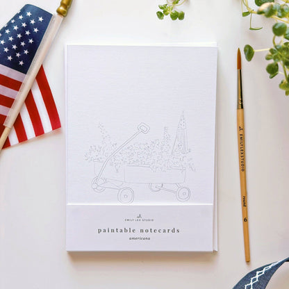 Americana paintable watercolor notecard set