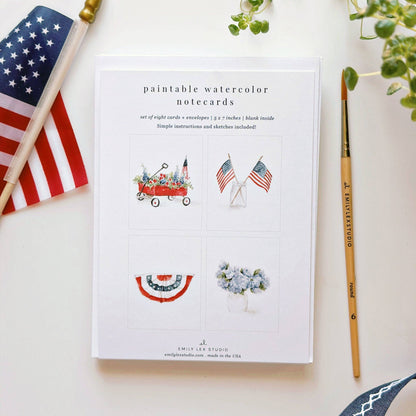 Americana paintable watercolor notecard set