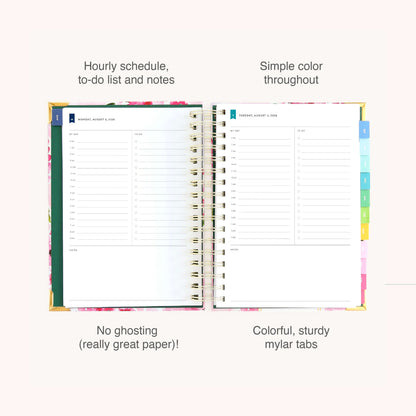 2026-2027 Spiral Daily Simplified Planner - Blush Hydrangea