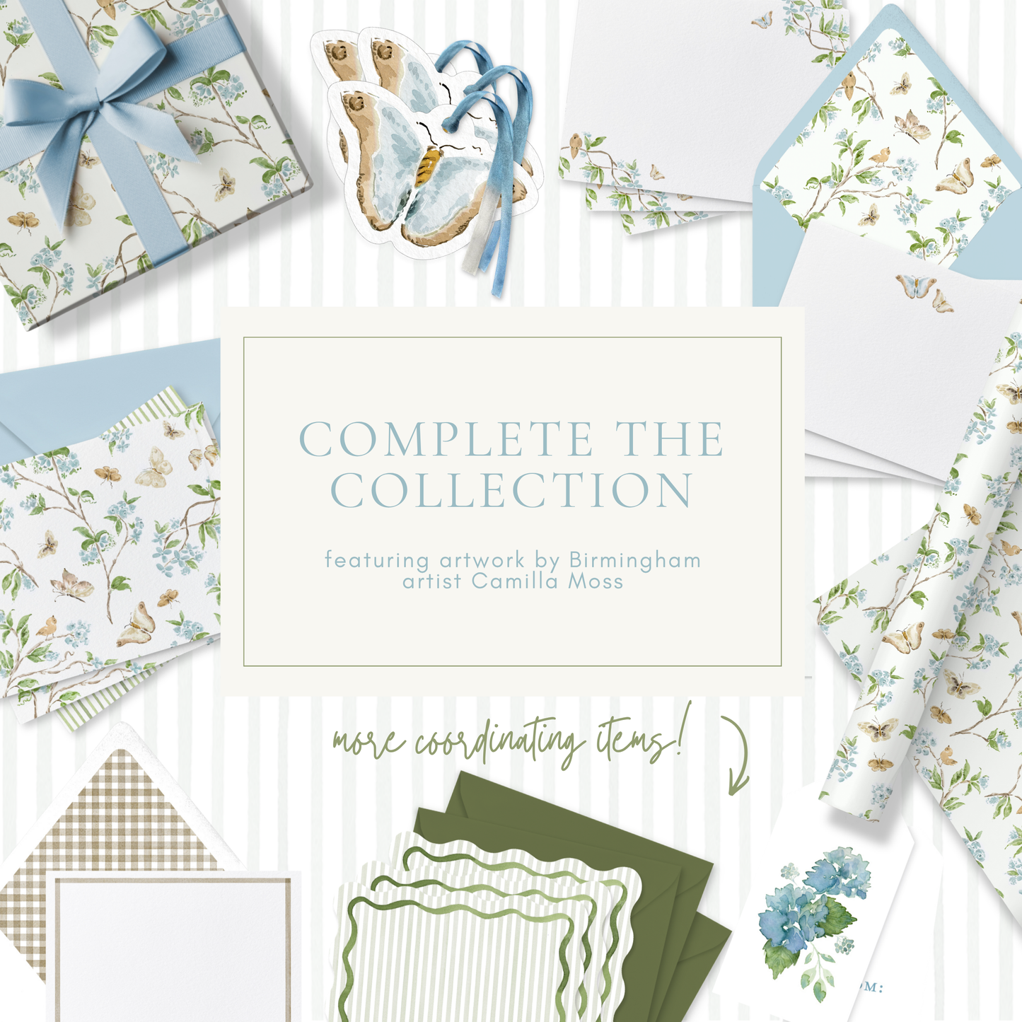Botanical Sanctuary Butterflies Luxe Lined Stationery Set