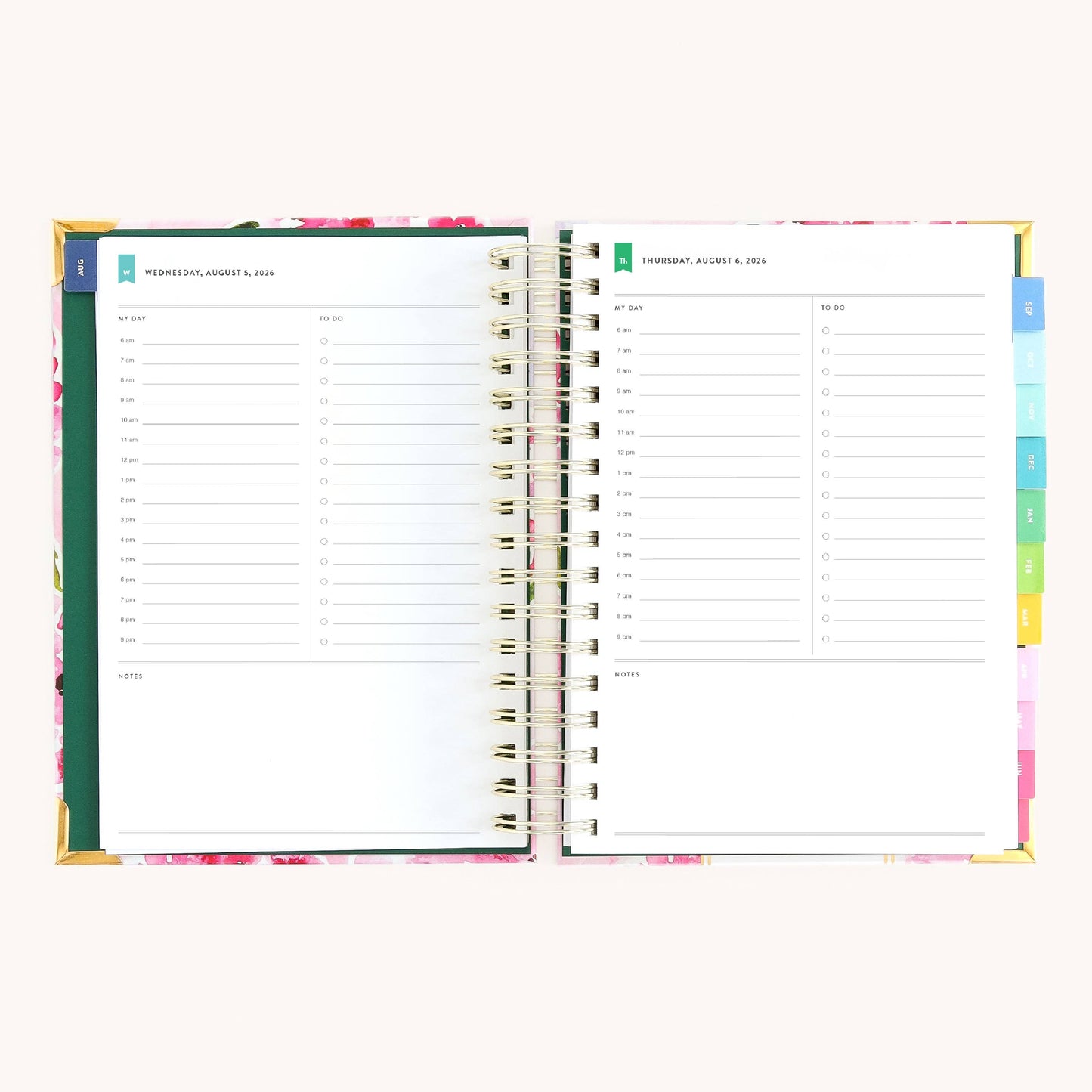 2026-2027 Spiral Daily Simplified Planner - Blush Hydrangea
