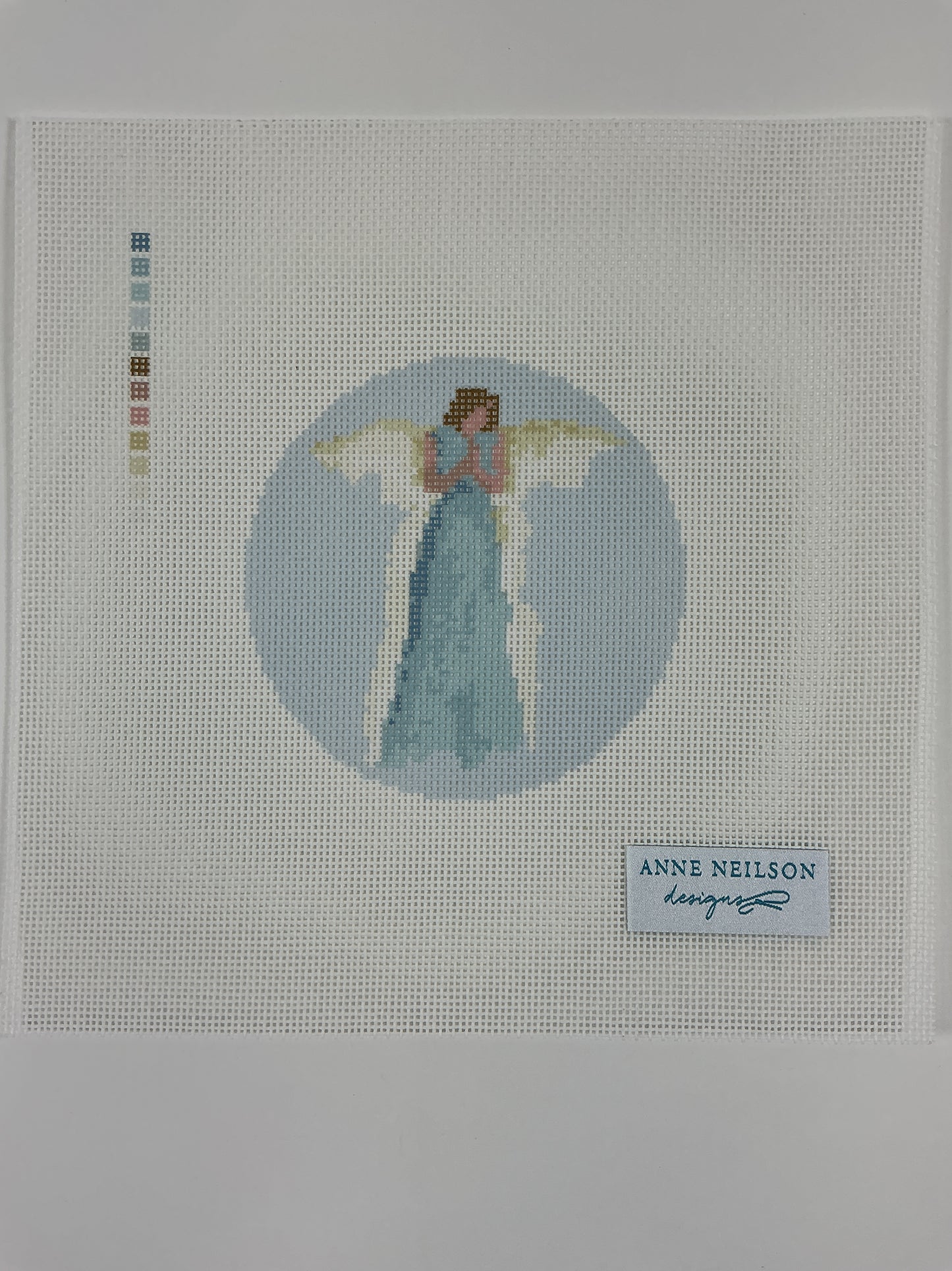 Blue Watercolor Angel Round