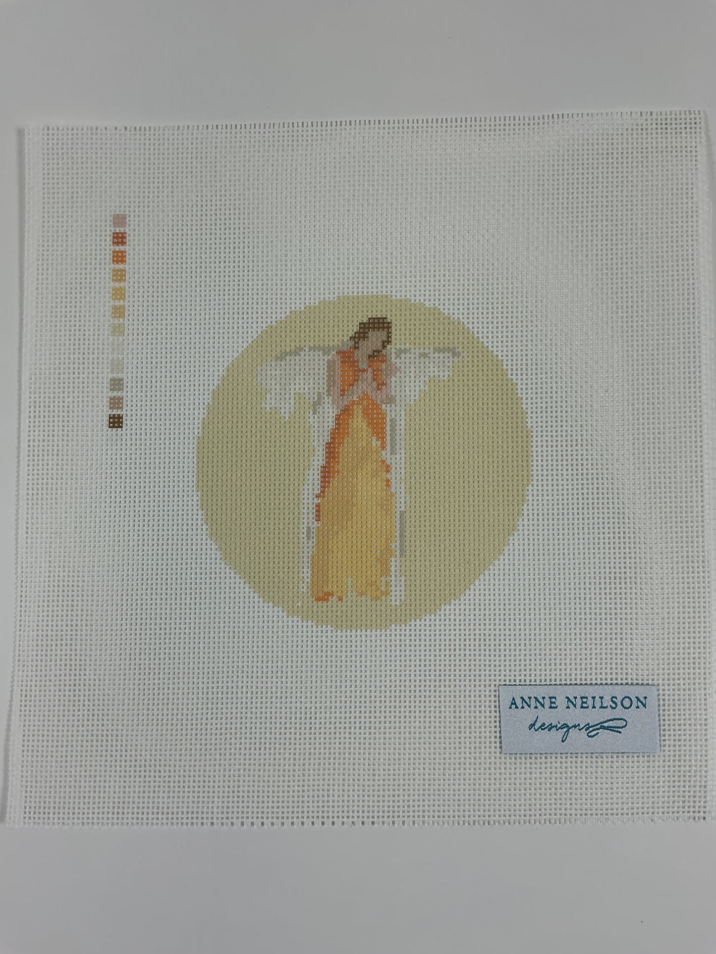 Orange Watercolor Angel Round