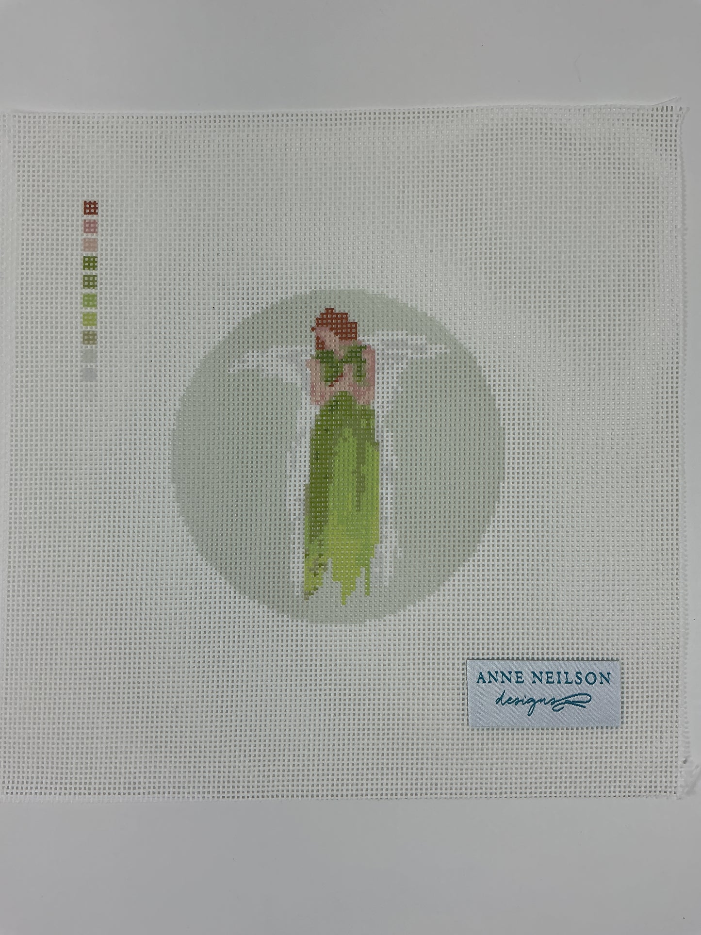 Green Watercolor Angel Round