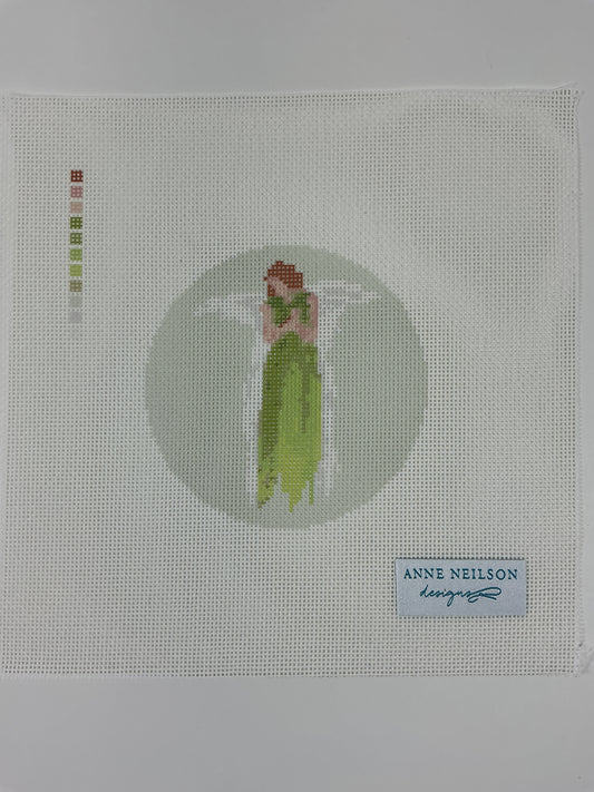 Green Watercolor Angel Round