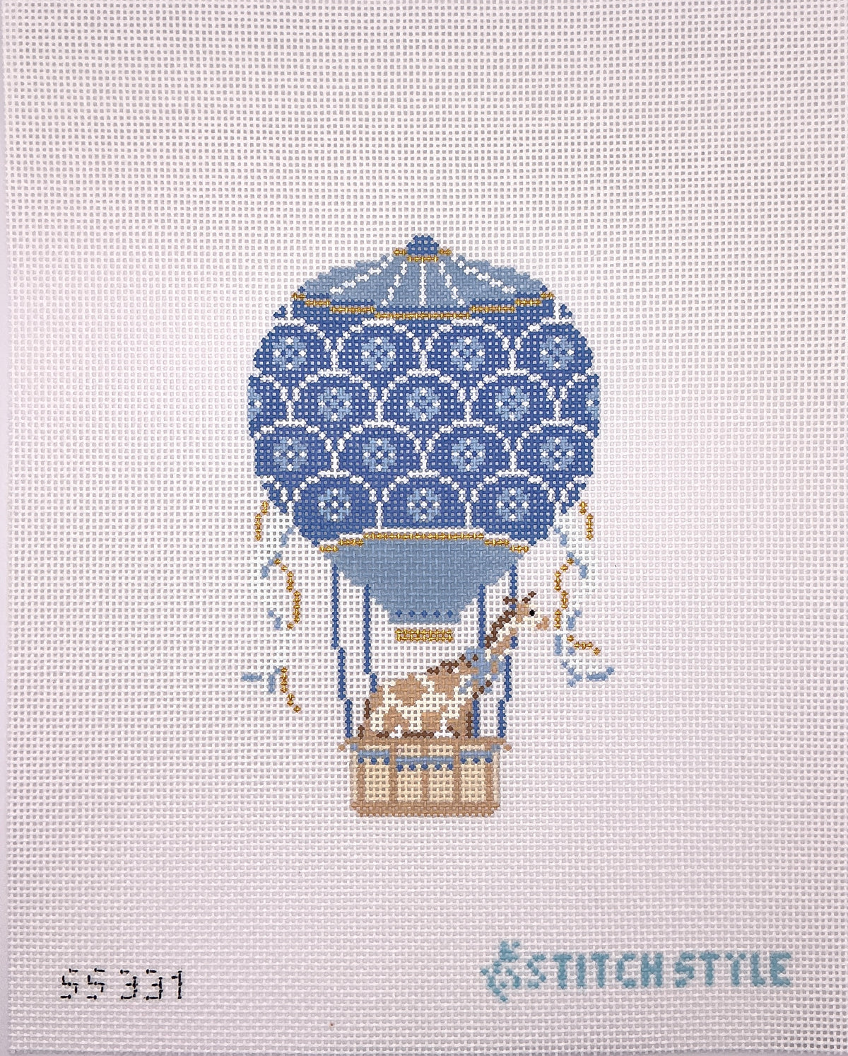 Light Blue Hot Air Balloon with Giraffe