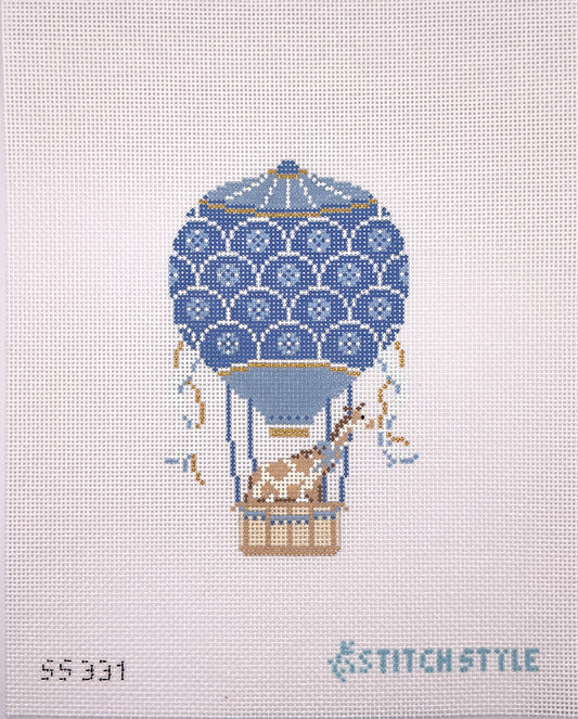 Light Blue Hot Air Balloon with Giraffe
