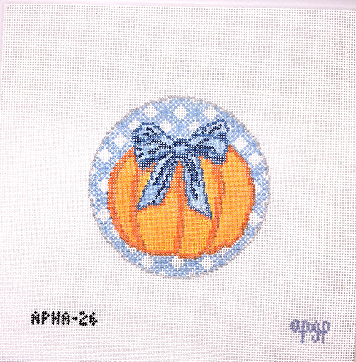 Gingham Pumpkin Round - Blue