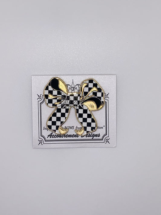 Black and White Checkered Bow Needleminder