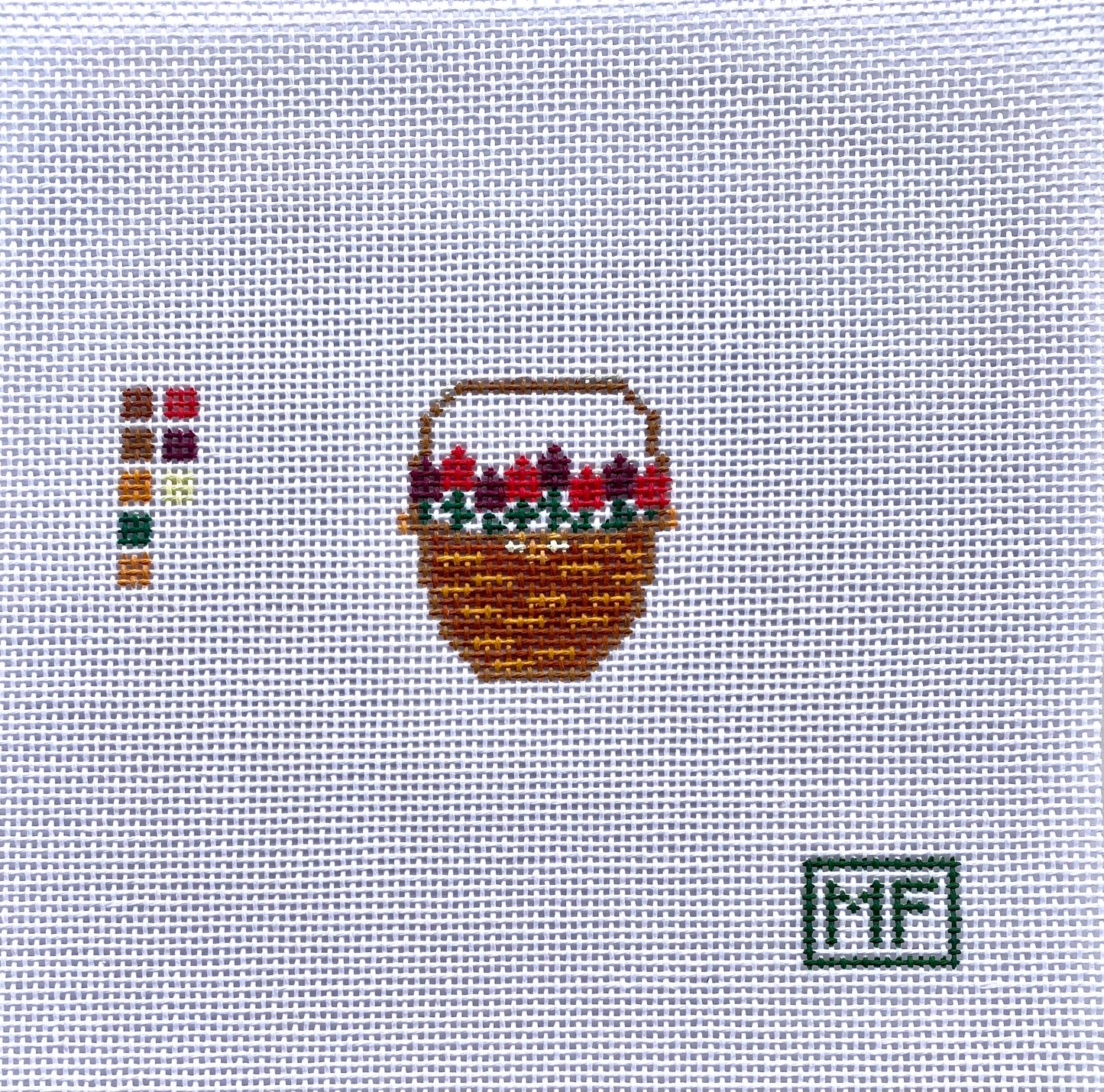 Lightship Basket with Red Flowers Mini