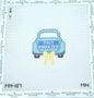 Just Married Teal Car Yellow Bow