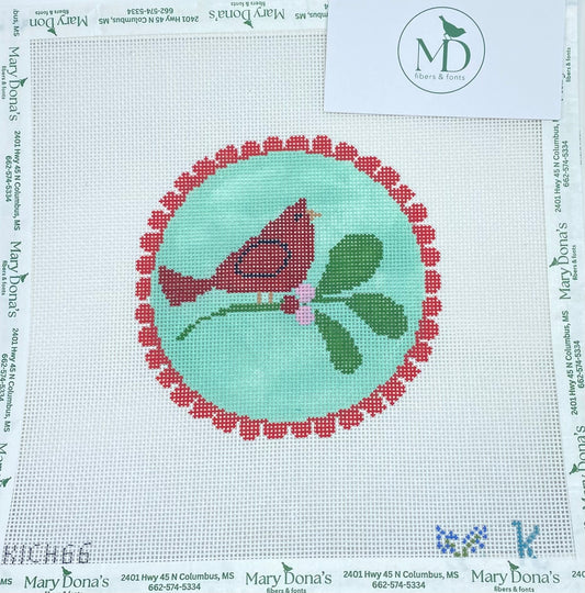Red Scallop - Cardinal on Teal
