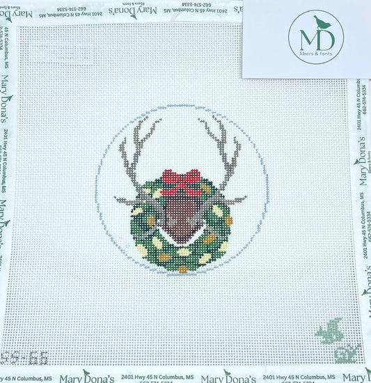 Whitetail Antlers w/ Holly Wreath