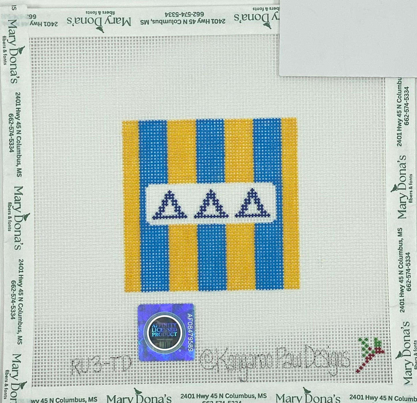 3" rugby stripe square-Delta Delta Delta