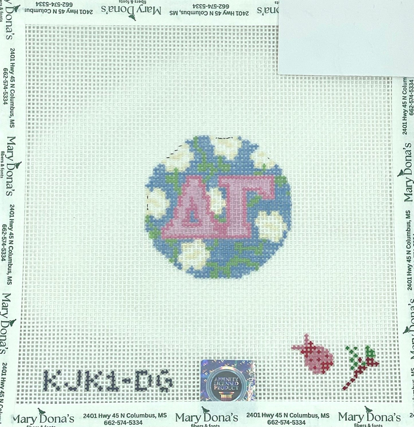 2.75" floral round KJK-Delta Gamma