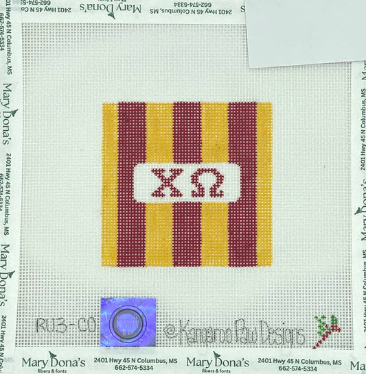 3" rugby stripe square-Chi Omega
