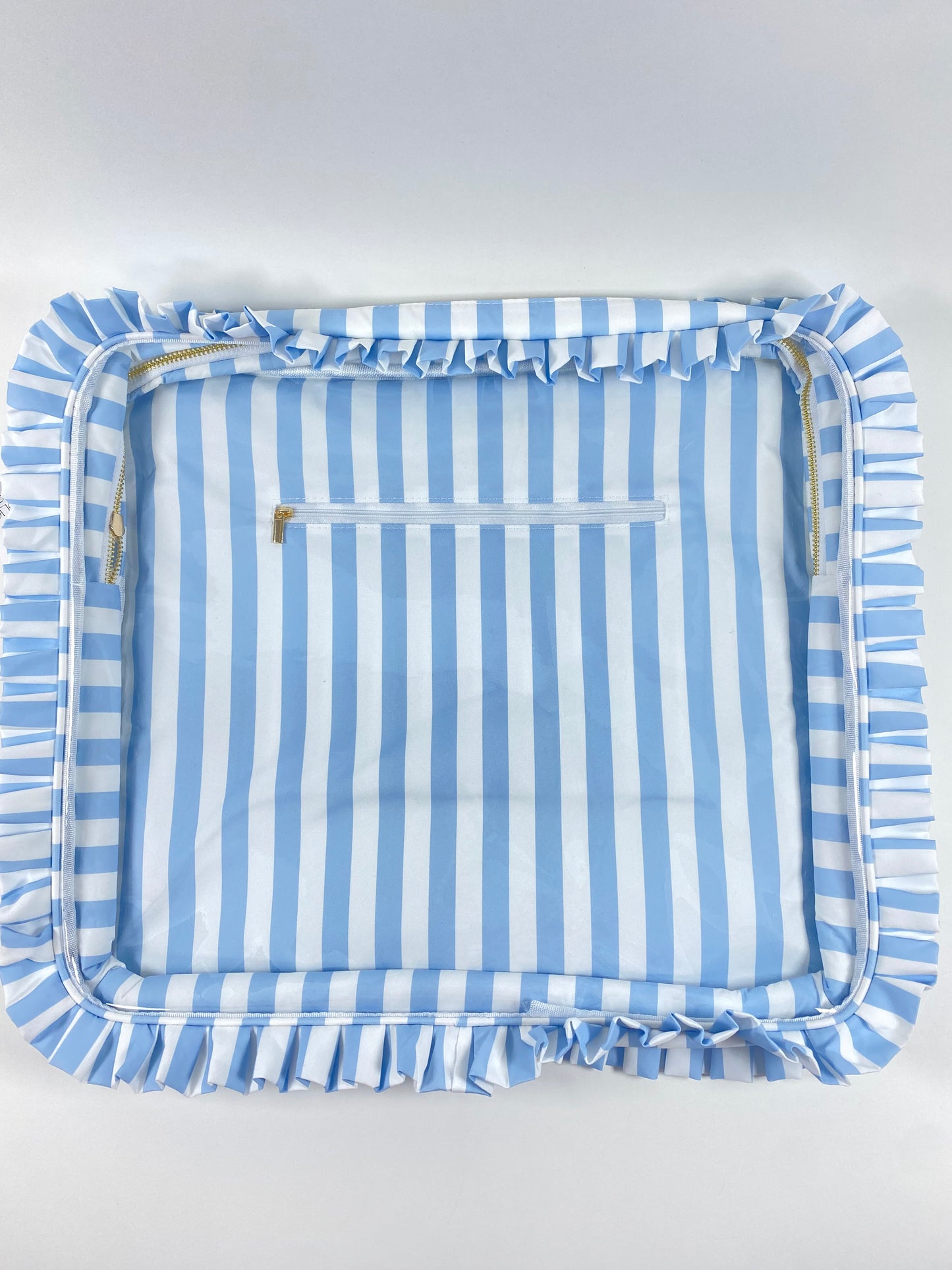 The Ruffle Carryall Project Bag-Light Blue Stripe