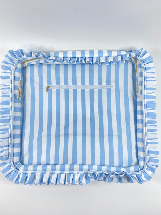 The Ruffle Carryall Project Bag-Light Blue Stripe