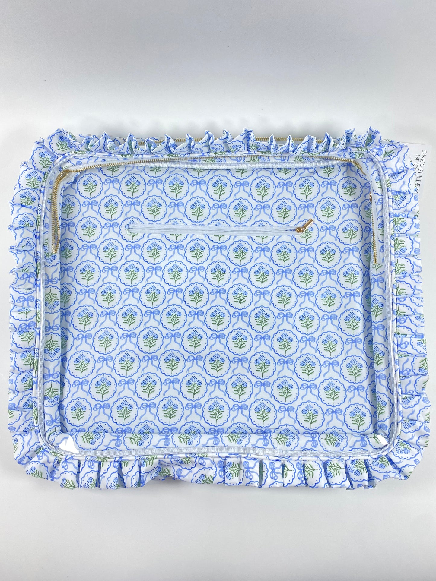 The Ruffle Carryall Project Bag-Blue Scallop Floral