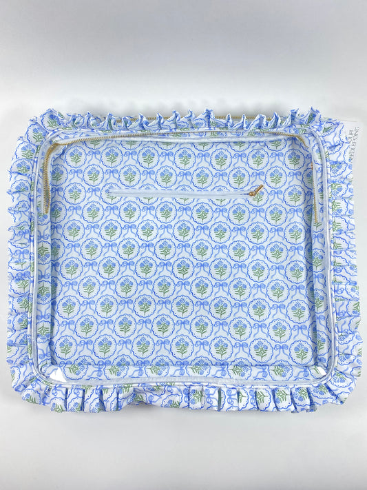 The Ruffle Carryall Project Bag-Blue Scallop Floral