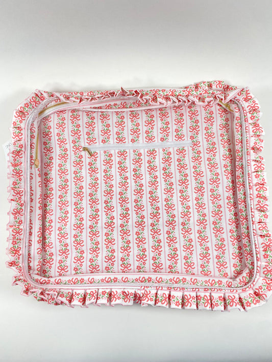 The Ruffle Carryall Project Bag-Pink Bow Floral