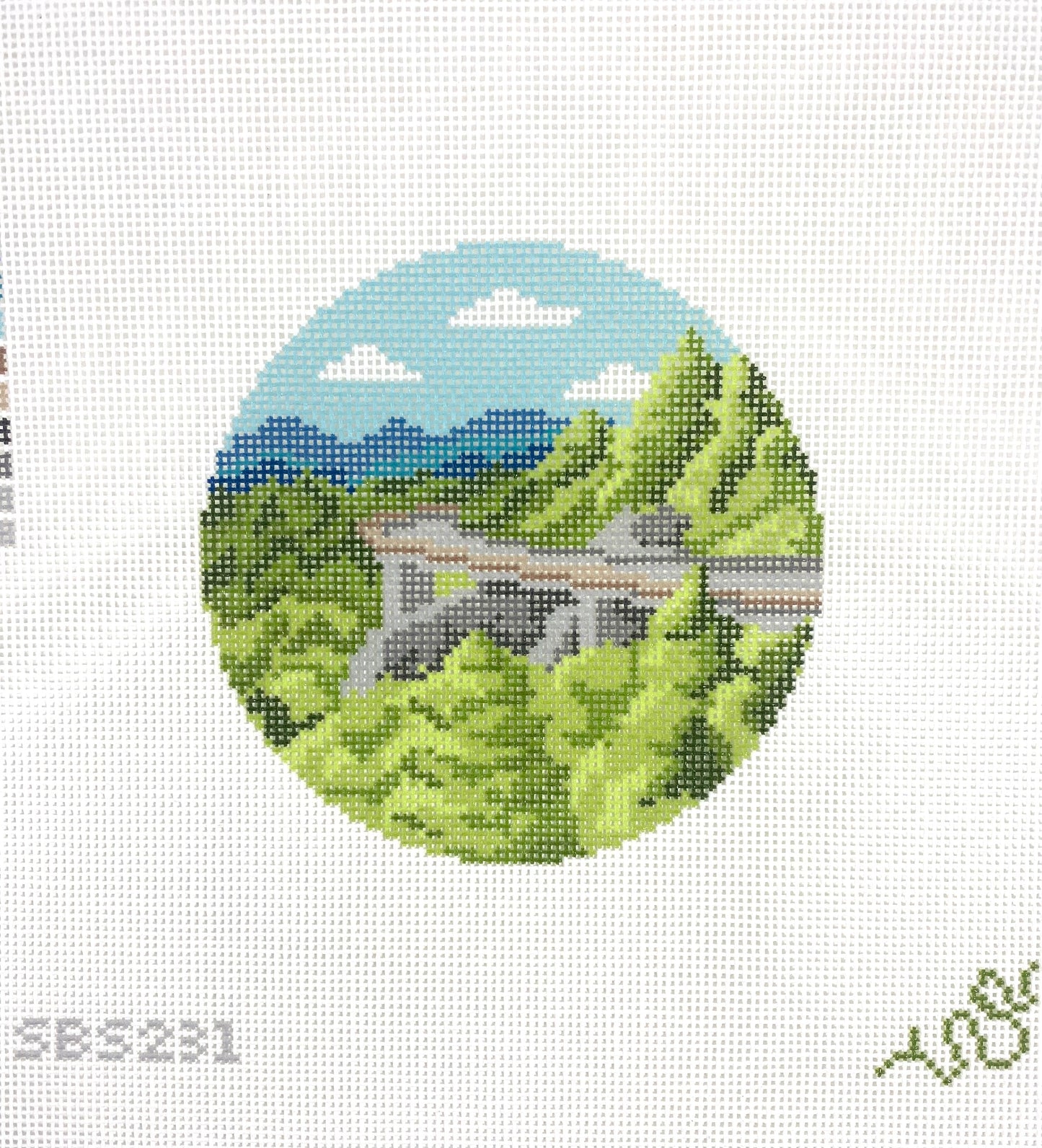 Linn Cove Viaduct in Summer Needlepoint Canvas