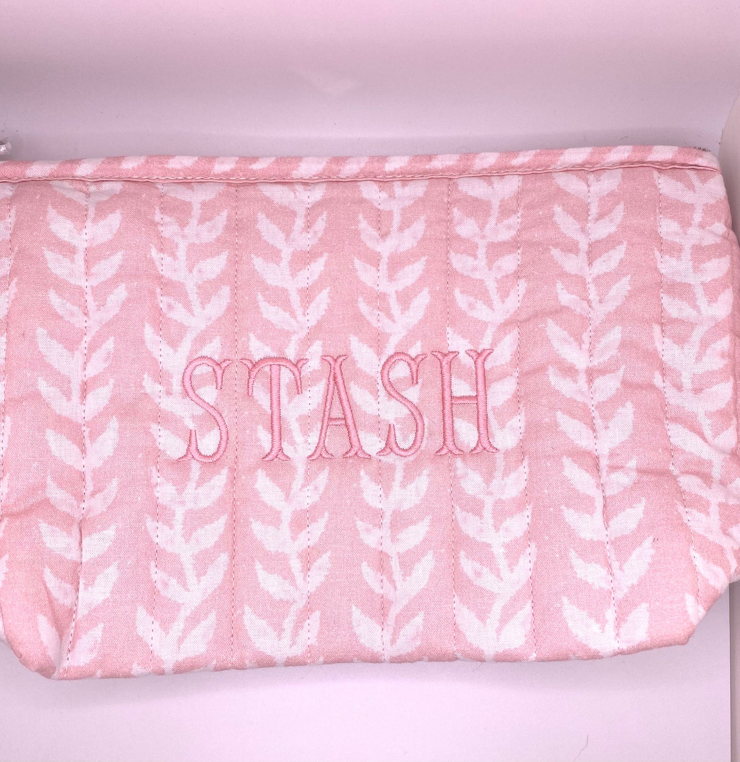 Block Print Clutch Powder Pink "stash"