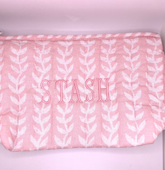 Block Print Clutch Powder Pink "stash"