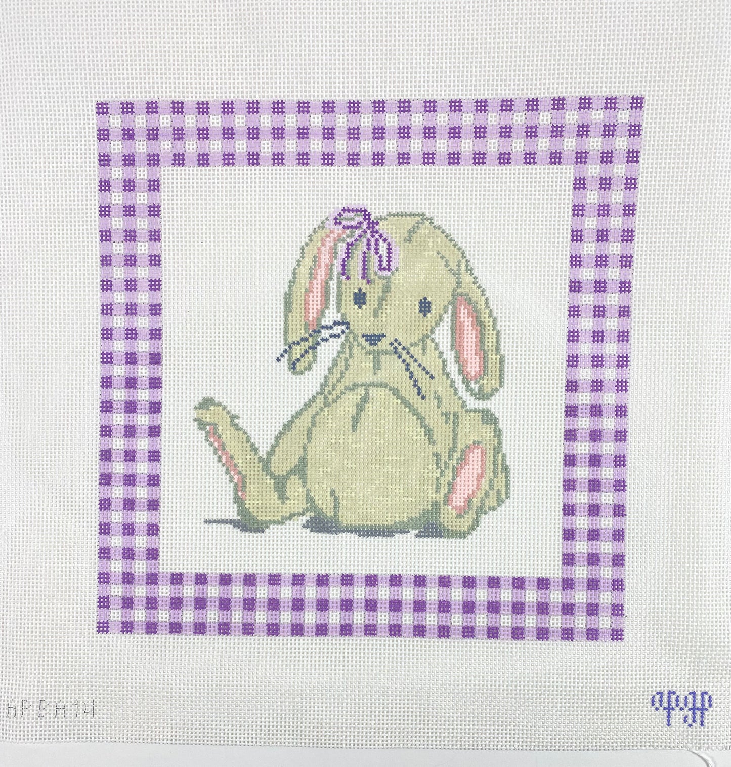 Bunny Lovey with Gingham Border