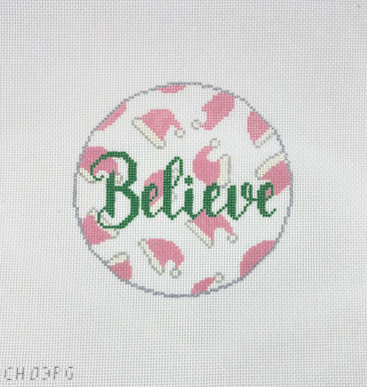 "Believe" Santa Hats Pink
