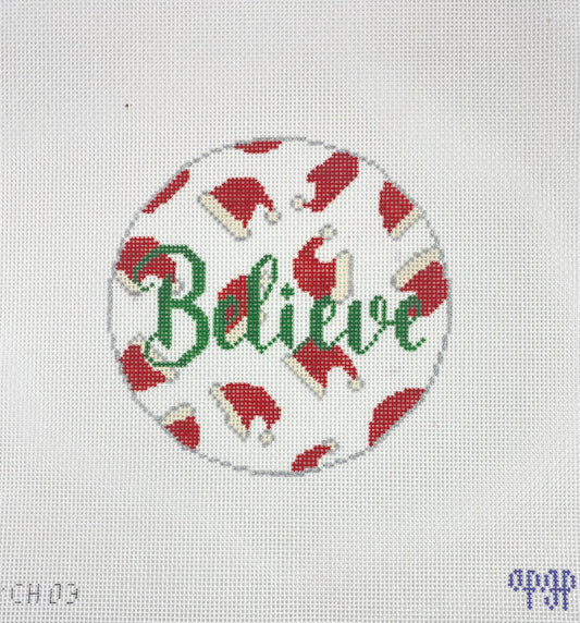 "Believe" Santa Hats Red & Green