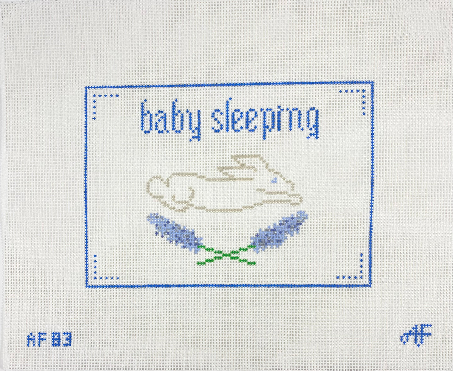 Baby Sleeping Needlepoint Canvas Blue