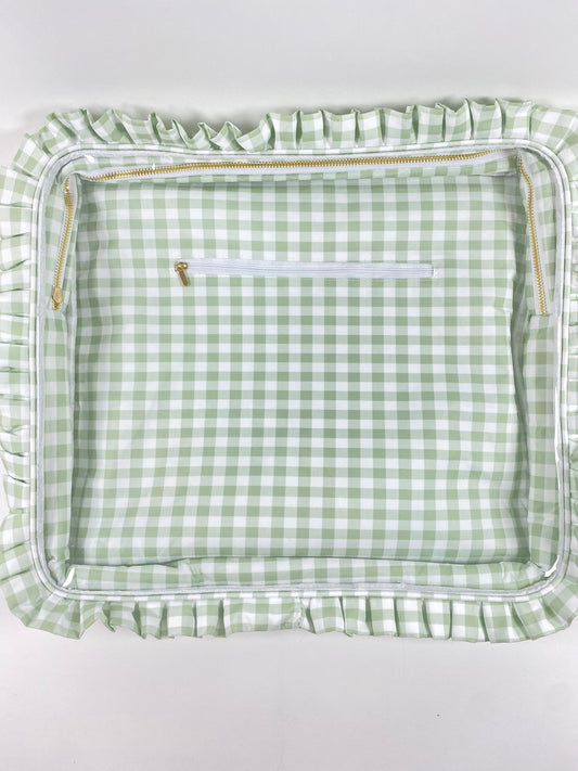 The Ruffle Carryall Project Bag-Green check