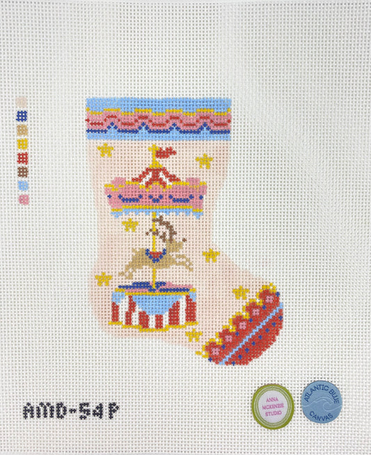 Pink Reindeer Carousel Mini Stocking