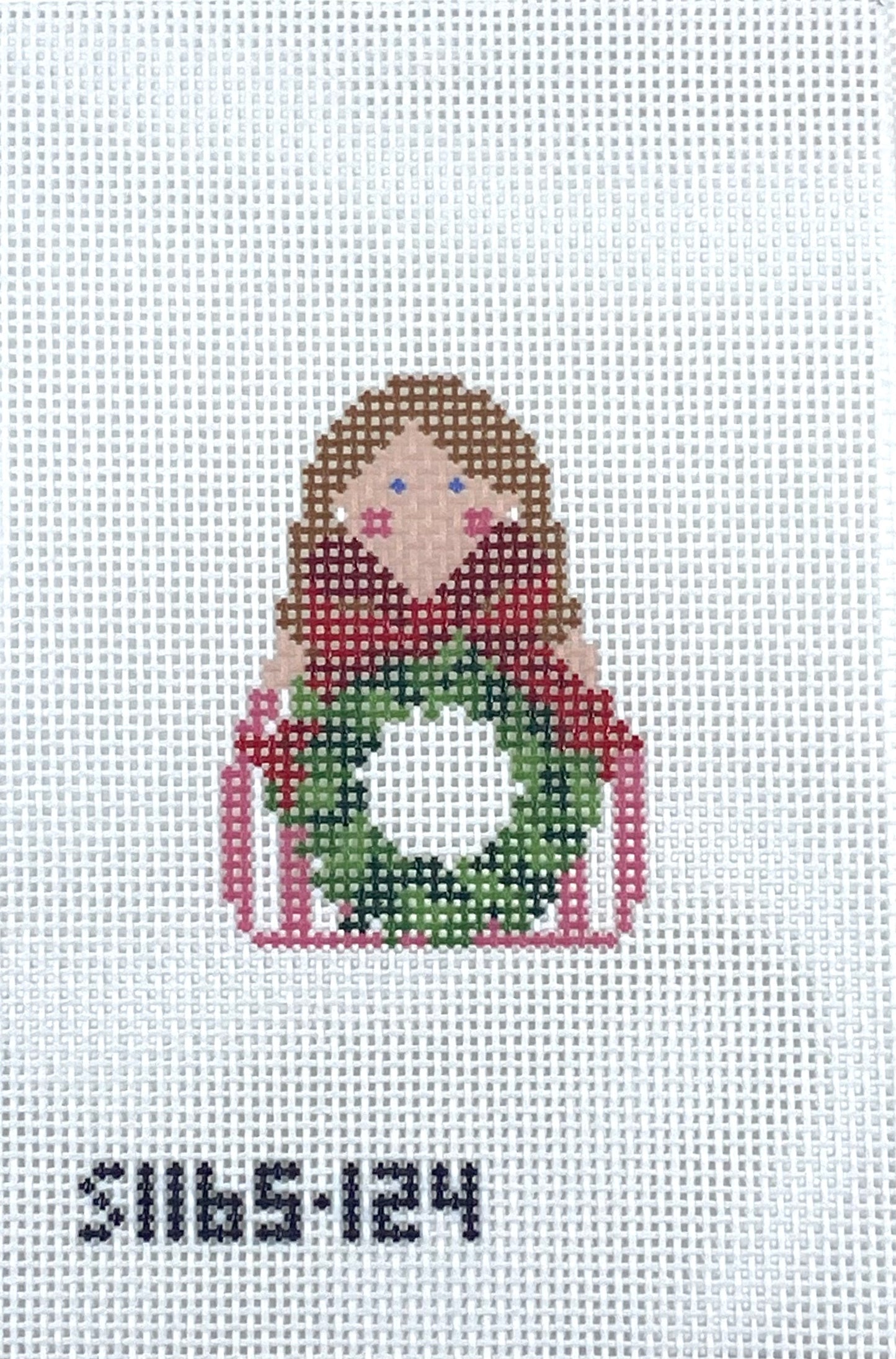 Stitchin Angels Wreath with Red Bow Angel