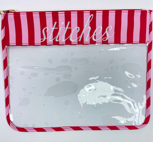 Stitches Red & Pink Stripe Project Bag