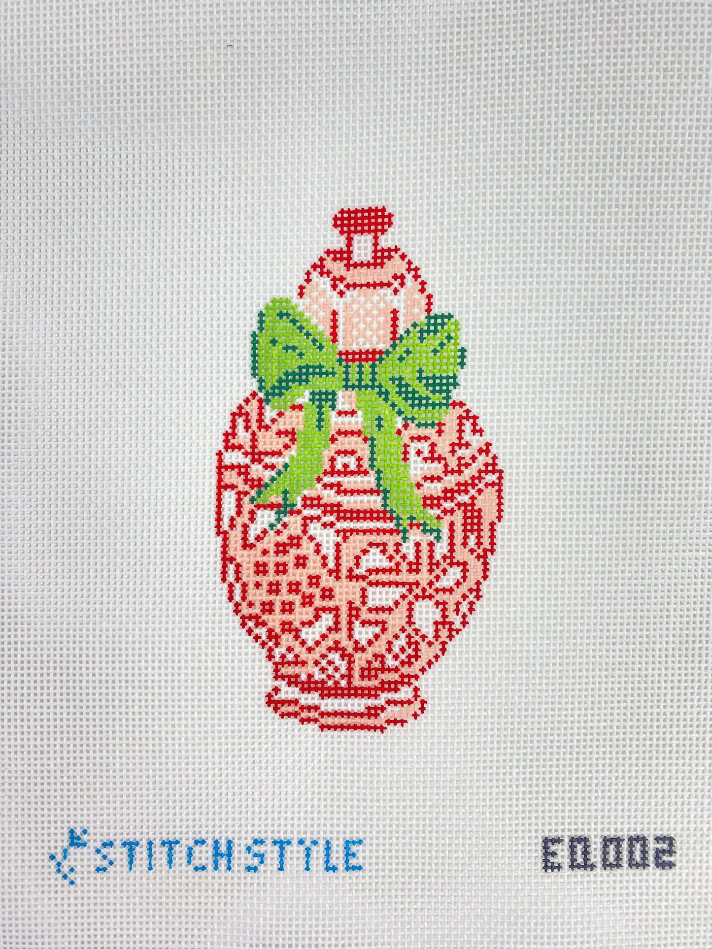 Red Ginger Jar with Green Bow
