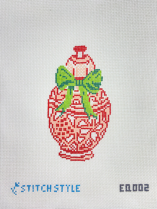Red Ginger Jar with Green Bow