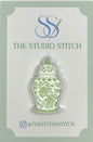 Green and White Ginger Jar Needle Minder