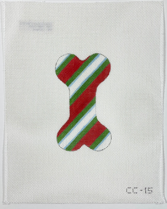 Striped Christmas Dog Bone