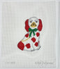Mini Staffordshire Dog – White & Red w/ Gold