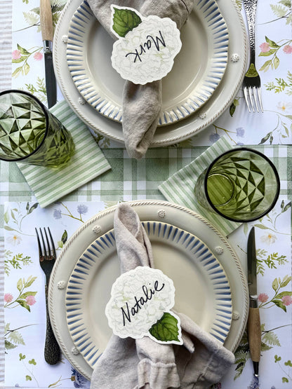 White Hydrangea Place Cards | Set of 8