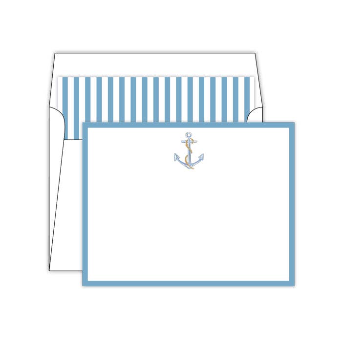 Handpainted Anchor with Light Blue Border Social Set