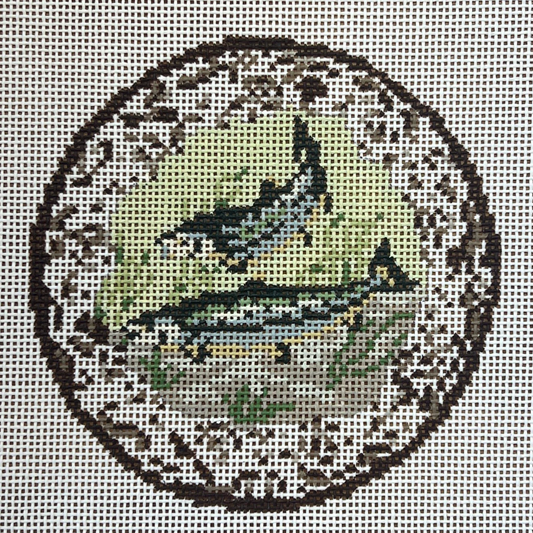 Transferware Salmon Plate